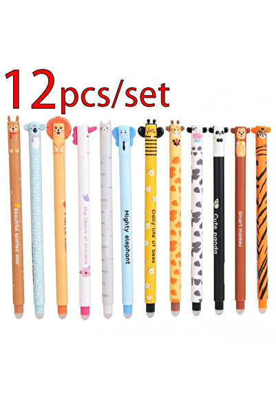 choice2 12pcs set all in Blue 12 styles Cute Animal Erasable Pen 0.7mm Blue I...