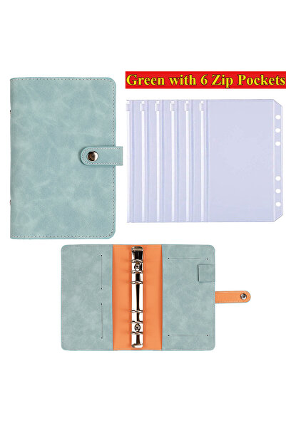 Choice6 green A6 Budget Binder Kids Planner Notebook Cover PU Loose-leaf Hand...