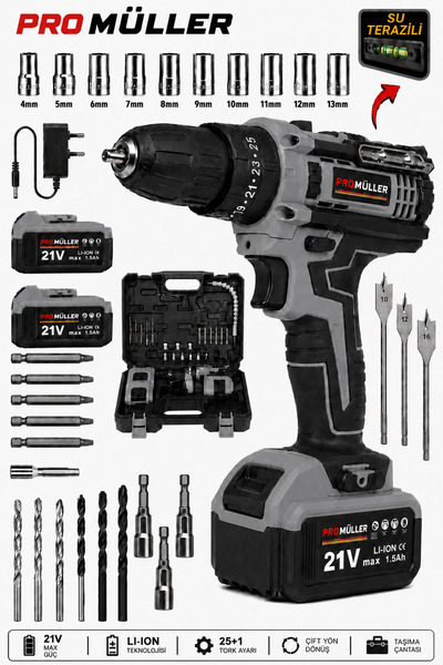 Pro Müller Alman Profesyonel 5800 XR Profesyonel Darbeli Su Terazili Çift Akü...