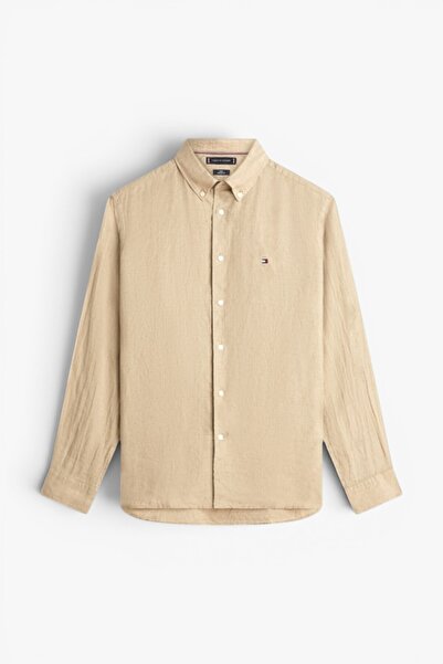 Tommy Hilfiger قميص PIGMENT DYED LI SOLID RF للرجال باللون الأخضر - MW0MW41530