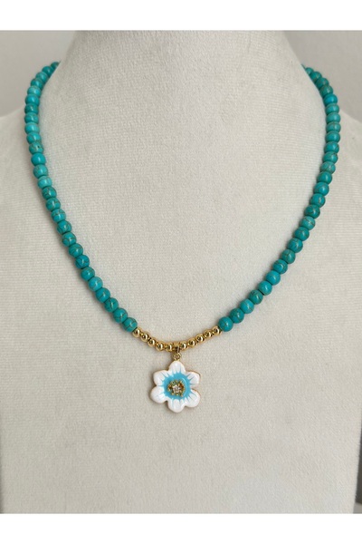 mibrillo Turquoise Bead Necklace Summer Trend Necklace