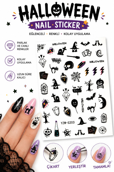 Sibelon Nail Art Sticker Kendinden Yapışkanlı Tırnak Dövmesi Takma Tırnak Süs...