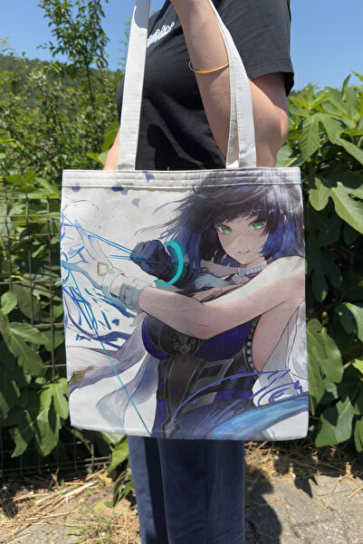 ZipZap Yelan Genshin Impact V1 Double-Sided Canvas Print Tote Bag Anime Bag