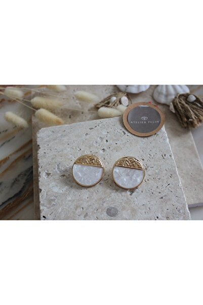 Atelier Pelin Round Model Earrings / White