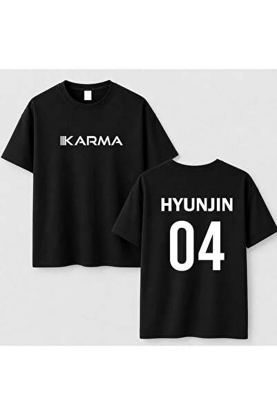 cesita Μπλουζάκι Stray Kids Karma Hyunjin με στάμπα από βαμβάκι σε μαύρο χρώμα