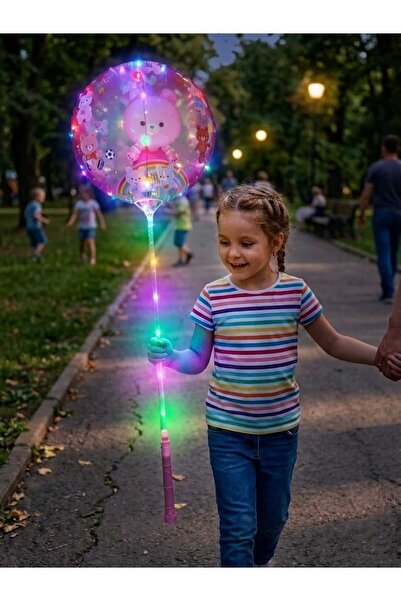 CEDAN Işıklı 3 fonksiyonlu Kuromi Figürlü Balon İçinde Balon – Şeffaf LED Işı...