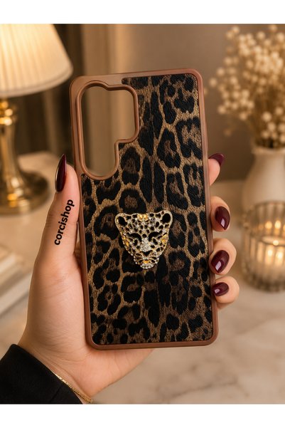 corcishop Samsung Galaxy S25 Ultra Compatible Case Yellow Leopard Pattern Lio...