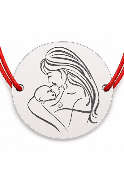 Simoshop Brățară argint 925 cu bănuț mamă și bebeluș, șnur reglabil — cadou