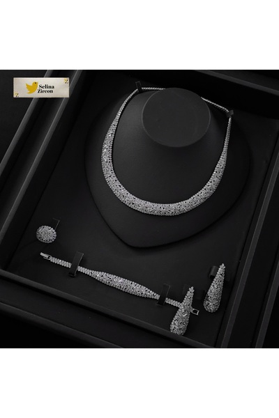 jewelrystore طقم اكسسوارات زركون بدقه الالماس مع التغليف