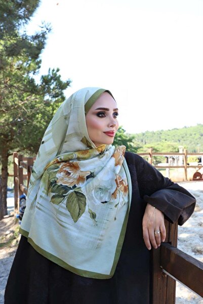 Hazamoda Peony Aqua Soft Shawl Khaki
