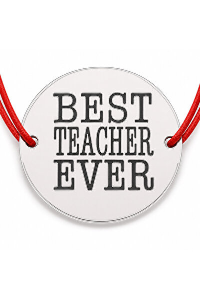 Simoshop Brățară argint 925 Best Teacher Ever, șnur reglabil — cadou pentru p...