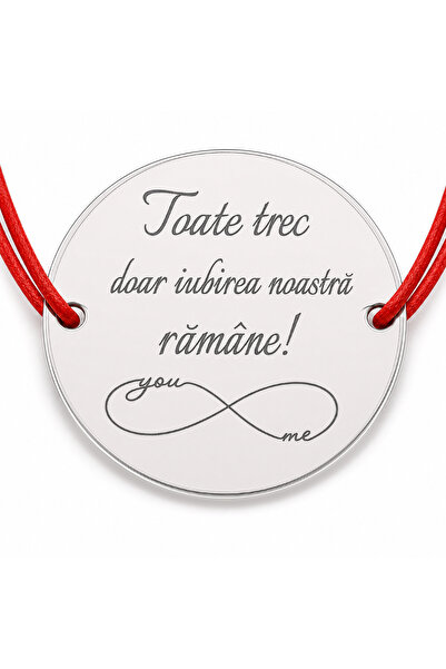 Simoshop Brățară argint 925 Iubirea Noastră Rămâne, șnur reglabil — cadou