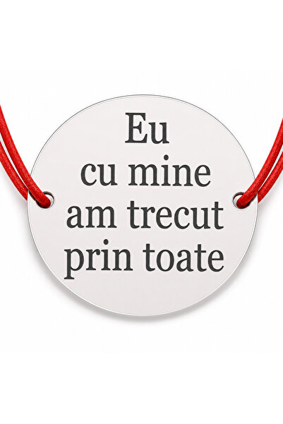 Simoshop Brățară argint 925 cu mesajul Eu cu mine am trecut prin toate, șnur ...