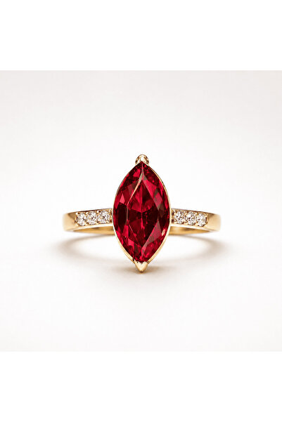 Auristore Inel Aur 14K Rubin Marquise Zirconiu