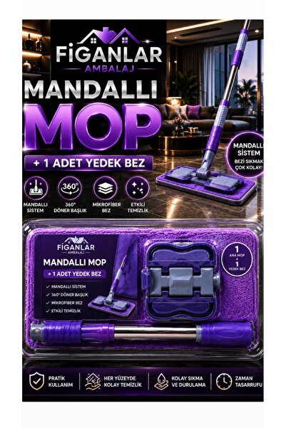 figanlar ambalaj Mandallı Mop Paspas Seti + 1 Adet Yedek Mikrofiber Bez – 360...