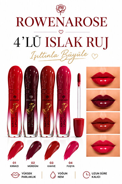 ROWENAROSE 4.lü ıslak ruj seti
