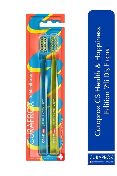 Curaprox فرشاة أسنان CS 5460 إصدار الصحة والسعادة، عبوة من قطعتين