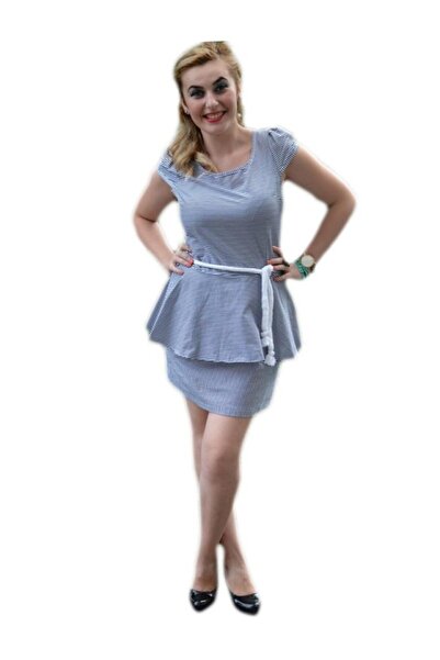 OEM Rochie feminina, alb-bleumarin tip marinaresc
