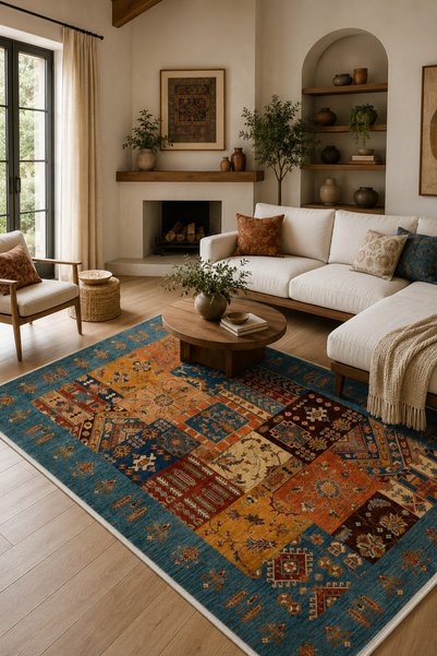 AŞİYAN HOME Lüks Salon Halısı Makinede Yıkanabilir Kaymaz Taban Halı