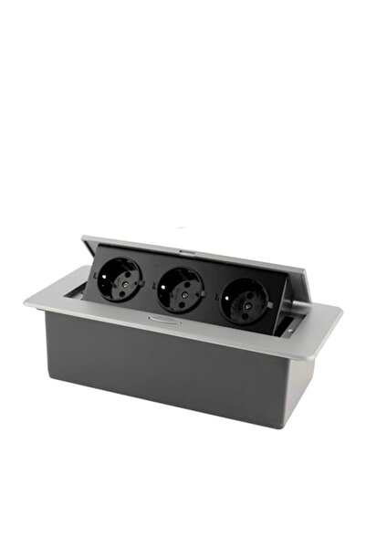 VLAMIA Priza Incorporabila in Mobilier, VLAMIA, 3 Prize Schuko, Aluminiu, cab...