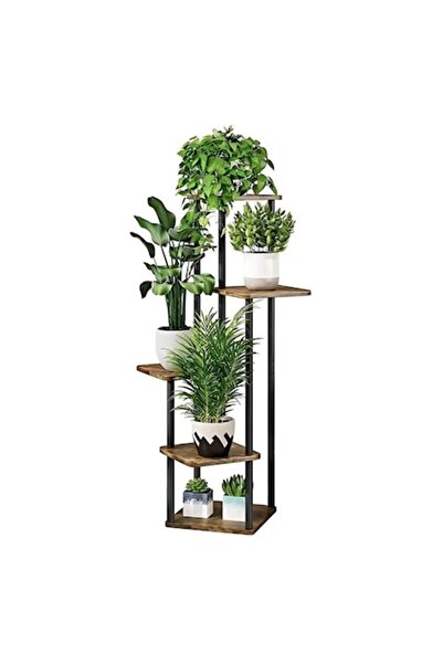 Velaris Suport vertical pentru flori cu 4 rafturi, din metal și lemn, 106,3 c...