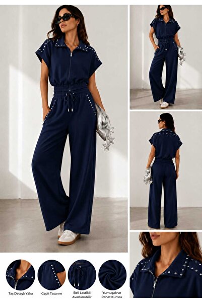 Yumey Modal Fabric Zippered Tracksuit Set with Drop Accessories