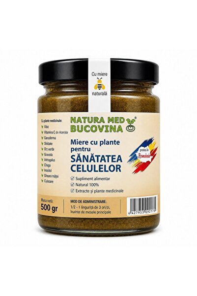 Natura Med Bucovina Miere cu plante pentru Sănătatea Celulară - 500gr