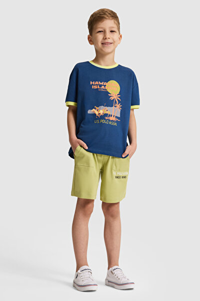 U.S. Polo Assn. شورت محبوك باللون الأخضر للأولاد 50327054-VR016