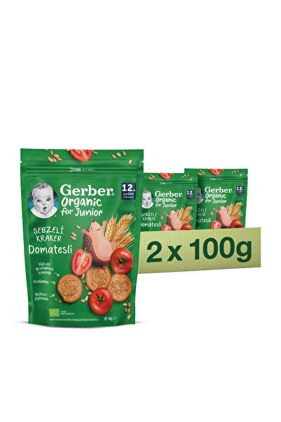 GERBER Organik Tahıl Bazlı Domatesli Sebzeli Kraker 100 g 2'Li Set