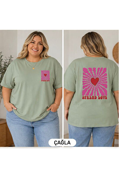 3S MODA تي شيرت نسائي كبير الحجم بطباعة رقمية من SPREAD LOVE