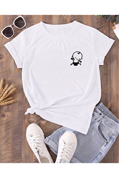 UNCİA OUTDOORS Tricou de damă drăguț, cu imprimeu cu păpuși, cu gât rotund, s...