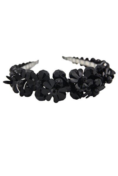Bidani -Beaded Flower Headband - Black