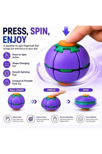 Spinner كرة تخفيف التوتر، 360 درجة °   كرة فيدجت للضغط والدوران، كرة دوارة ثل...