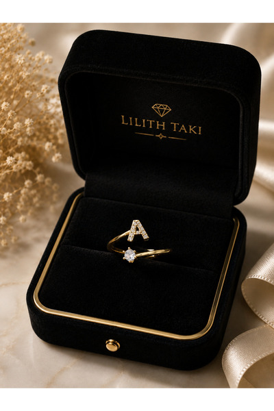 Lilith Takı Letter a Adjustable Gold Color Zircon Stone Ring |   Minimal Eleg...