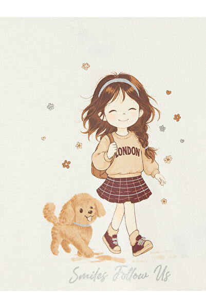 LC Waikiki Crew neck printed girl's t-shirt