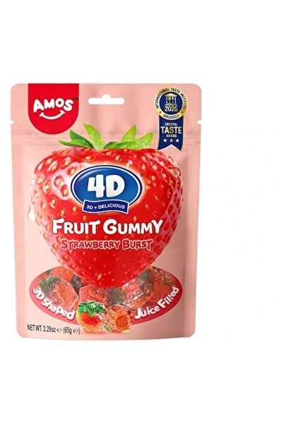 Amos Jeleu de fructe 4D cu căpșuni 65g CHN