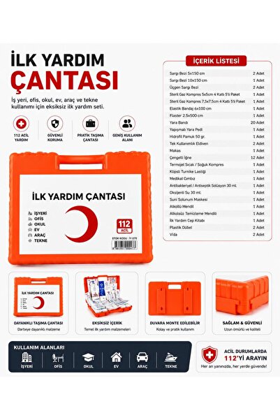 Genel Markalar Premium Ecza Dolabı Duvara Monte İlk Yardım Çantası İş Yeri Of...