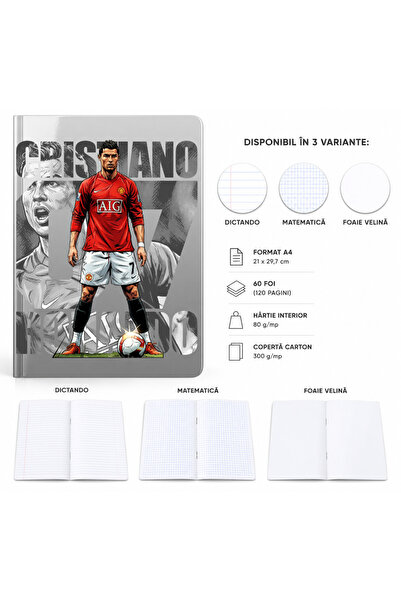 Ingift Caiet A4 Personalizat Cristiano Ronaldo – 60 Foi, foaie Velina