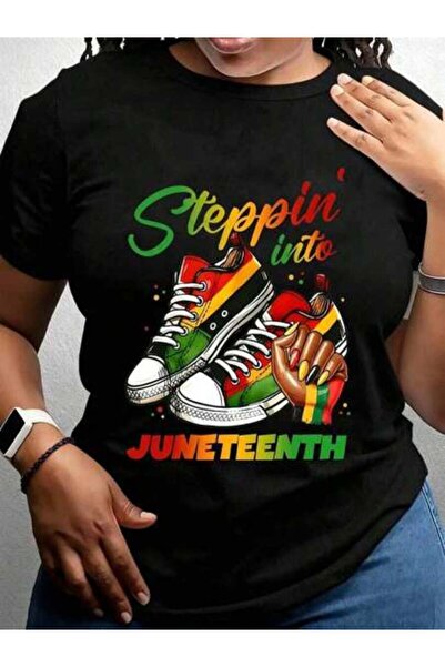 23ERVA Women's T Shirt Steppin Into Sneakers Hand Design Celebrating Freedom ...