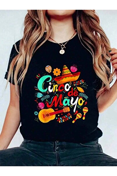 23ERVA قميص MujerCinco Mexican Fiesta 5 De Mayo للرجال والبنات مطبوع برقبة دا...