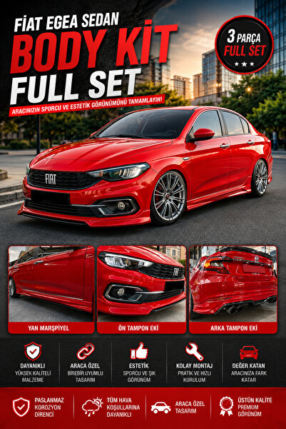 ModGR-Dizayn FİAT EGEA 2020+ ARACA ÖZEL FULL BODYKİT (KIRMIZI) FİBER