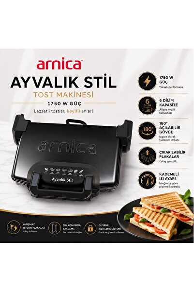 Arnica GH26262 AYVALIK STIL GH26262 TOST MAKINESI SIYAH