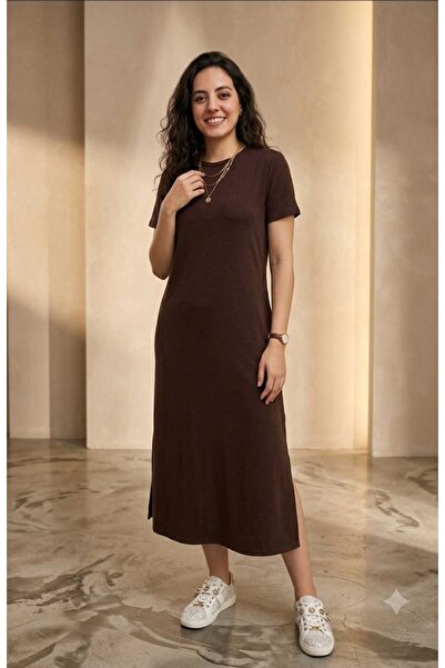 Generic Brand Women's Modal Midi Dress, Casual Half Sleeves, Stretchable, Anti-Sweat, Soft Fabric, Comfortable Fit Dress