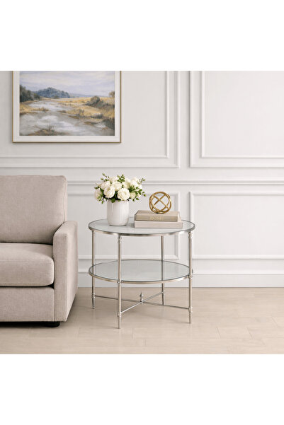 UTTERMOST Henzler 68 W x 66 H x 68 D Silver Round End Table with Beveled Top