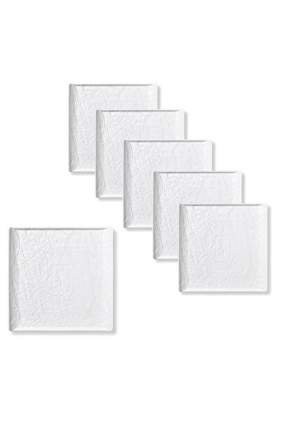 WILMAX ENGLAND Set 6x farfurii desert WILMAX WHITESTONE, porțelan pătrat, Alb...