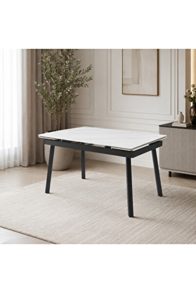 on home Single Extendable Dining Table, 180 x 85 cm – White and Gray