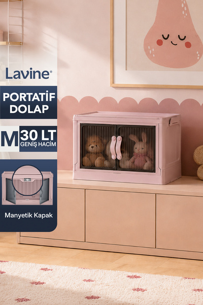 Lavine خزانة تنظيم محمولة مفردة متعددة الأغراض من ميديوم، بيضاء، سعة 30 لتر، ...