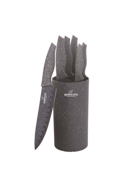 Bohmann Set cutite de 6 piese Bohmann, stand rotund, lame marmorate, gri