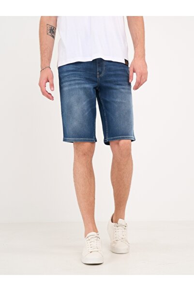 Kenvelo - Bermude barbat din denim cu aspect usor decolorat