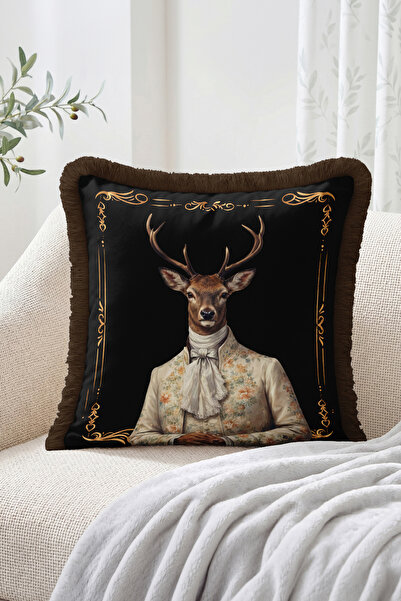 Realhomes Stylish Deer Portrait Figured Floral Jacket and Gold Frame Patterne...